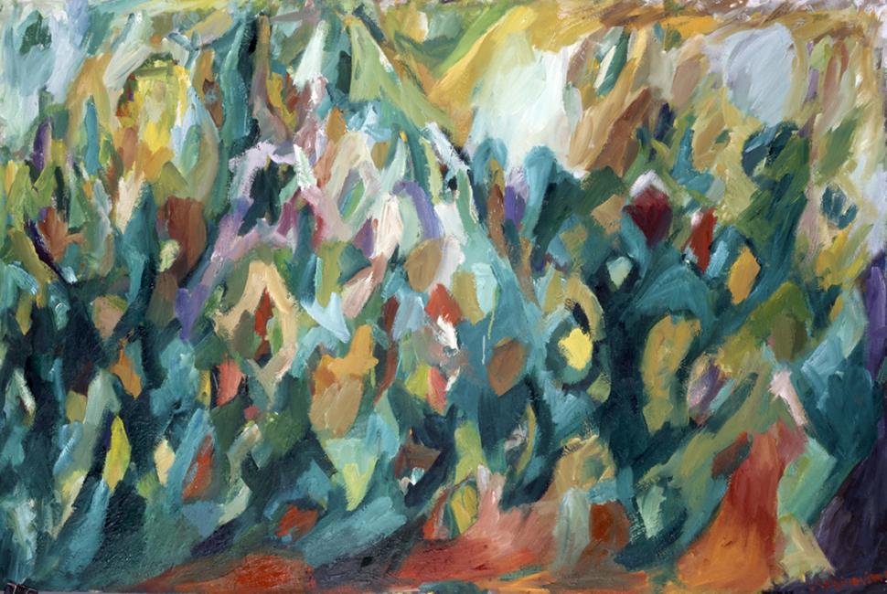Montagne de données, pastel à l'huile sur carton, 80 x 120 cm 2000